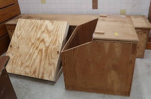 lot 629 image: WOODEN STORAGE BINS