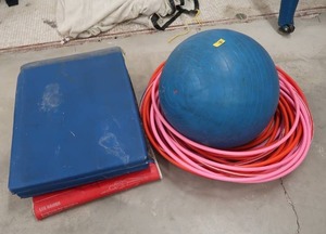 lot 633 image: BALL WITH HULA HOOPS AND PADDING