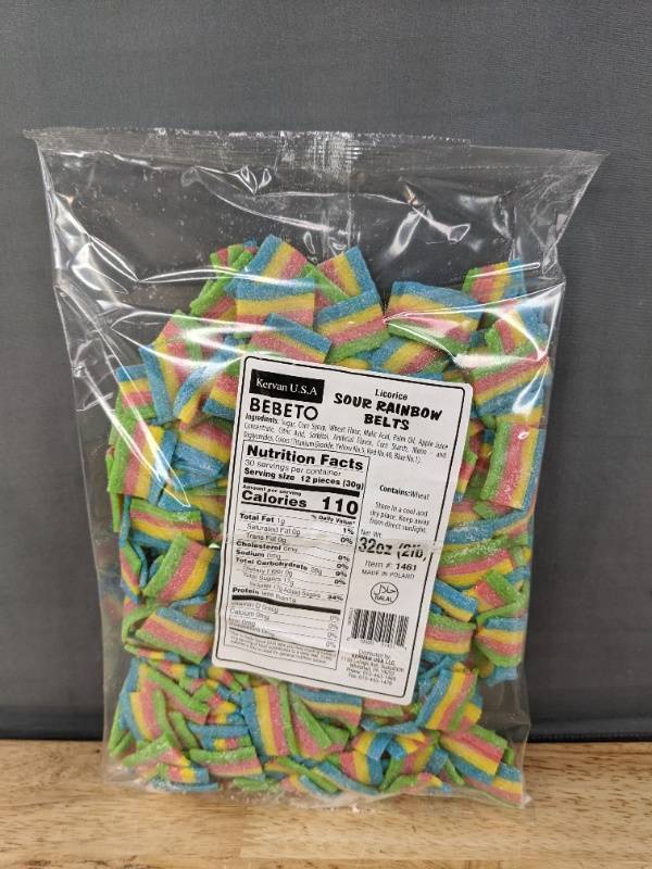 lot 10E image: Bebeto Sour Rainbow Belts 2 lb Sealed Bulk Candy - Brand New