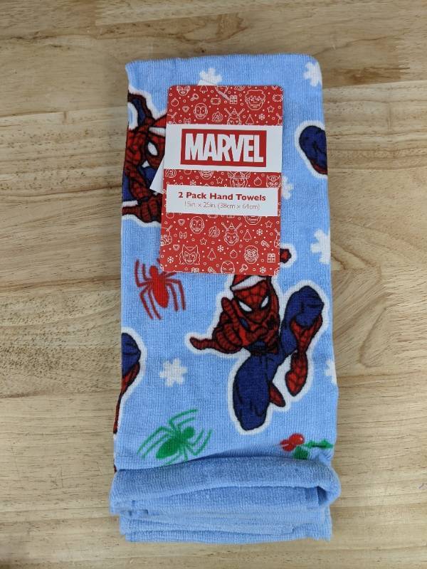 lot 164 image: 2 Marvel Spider-Man Hand Towels 15 in x 25 in - Brand New