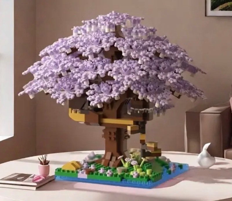 lot 27C image: Sakura Blossom Tree House Building Block Set, 1097 Pieces - Brand New