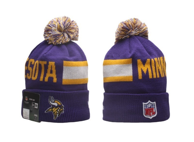 lot 32H image: New Era Minnesota Vikings Embroidered NFL Football Beanie Adult Winter Hat - Brand New I