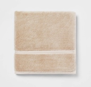 lot 29D image: Spa Plush Bath Towel - Threshold Microfiber, Machine Washable, Non-Slip Backing, Almond - Brand New