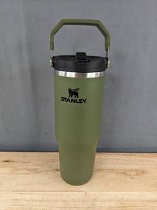 lot 23T image: Stanley 30 oz IceFlow 2.0 Insulated Tumbler with Handle - Olive Green