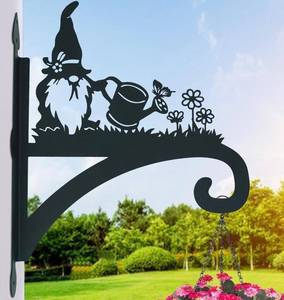 lot 231 image: Garden Gnome Plant Hanger Bracket Outdoor Iron - 14.27in H x 11.24in L - Brand New