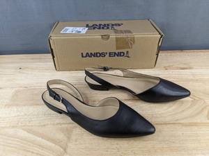 lot 236 image: Lands End Womens Leather Slingback Low Heels - Size 8 - Brand New