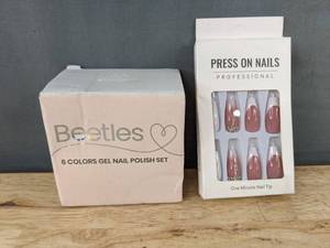 lot 261 image: Beetles 6 Gel Nail Polish Set & Press On Nails - Brand New