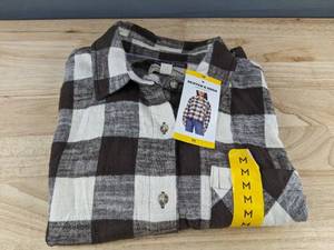 lot 121P image: Members Mark Flannel Shirt - Womens Brown Plaid, Size Medium - $78 Retail - Brand New