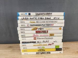 lot 26T image: 13 Nintendo Wii & Wii U Games - Tiger Woods, LEGO, Barbie, Star Wars, Just Dance C