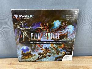 lot 5E image: Magic The Gathering - Final Fantasy Scene Box - Garland at The Chaos Shrine - 6 Foil Borderless Scene Cards, 3 Play Booster Packs, 1 Display Easel - Brand New