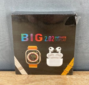 lot 24E image: T900 Ultra Max Wireless Earphones & Smart Watch Bundle - Brand New