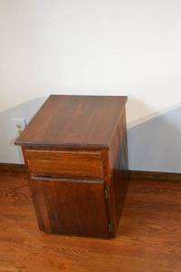 lot 203 image: Nightstand - Oak Wood Finish - 2 Drawers & Lower Cabinet - 16 W x 14 D x 24 H