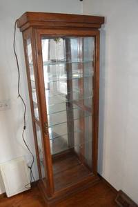 lot 211 image: Curio Cabinet with Glass Doors & Shelves - 74 in Tall