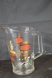 lot 238 image: Schmidt Glass Beer Pitcher - Clear Crystal with Schmidt Label & Eagle Motifs