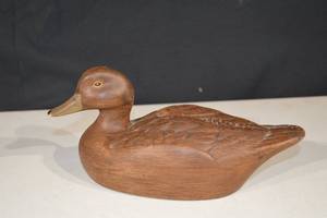 lot 250 image: Porcelain Wooden Duck Decoy  Hollow Body