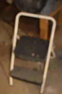 lot 324 image: Cosco 2-Step Stool - Folding White Metal Frame, Black Treads
