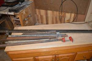 lot 325 image: Steel Pipes & Rods - Assorted Workshop Hardware with Red Clamps