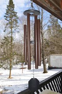 lot 363 image: Copper Wind Chime - 6 Tubes, Rust Patina, Hex Windcatcher Outdoor Decor