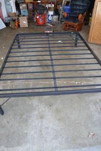 lot 378 image: Black Metal Bed Frame with Slats Queen Size