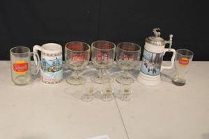 lot 125 image: SchmidtMiller High LifeBudweiser Beer Glasses & Stein - 11 Pieces (Lot of 11)