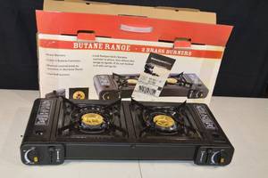 lot 126 image: Butane Range - 2 Brass Burners Portable Camping Stove