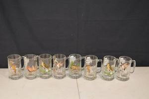lot 127 image: Schmidt Beer Mugs - Duck & Wildlife Scene Glasses (Set of 9)