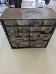 lot 19 image: PowR Kraft 12-Drawer Metal Parts Organizer with Assorted Hardware