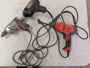 lot 67 image: Black & Decker Corded Drills Lot (Lot of 3)