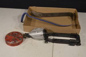 lot 140 image: Malco TurboShear TS1 Drill Attachment - Sheet Metal Cutter (40-Pc Grease Fitting Set Included)