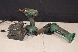 lot 141 image: Masterforce 20V Drill Driver & Angle Grinder Set with Charger