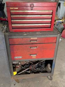 lot 76 image: Craftsman Top Chest & Power Kraft Tool Cabinet - Garage Storage Set