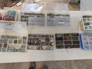 lot 96 image: Assorted Hardware Fasteners - Screws, Nuts, Washers, Bolts & Brackets