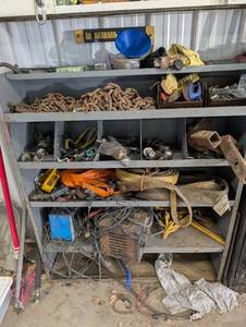 lot 162 image: Shop Hardware - Chains, Tow Straps, Hooks, Cables & Welder