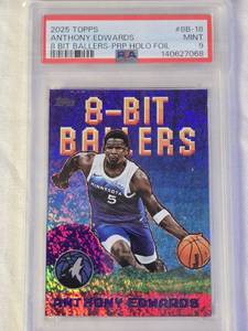Anthony Edwards 2025 Topps 8 Bit Ballers PRP Holo Foil #8B-18 PSA Graded Mint 9 - Minnesota Timberwolves Basketball Card