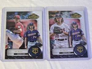 lot 8 image: Lot of 2 Joe Ryan Rookie Baseball Cards - Topps Gold Label - Minnesota Twins.