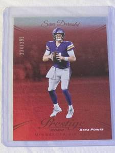 lot 10 image: Sam Darnold 2024 Panini Prestige Xtra Points #191 and Numbered 234399 - Minnesota Vikings Football Card