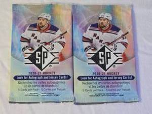 lot 19 image: Lot of 2 Unopened 2020-21 Upper Deck SP Hockey Card Packs