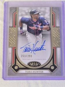 lot 23 image: Torii Hunter 2024 Topps Tier One On Card Auto #PPA-TH  and Numbered 253299 - Minnesota Twins Baseball Card