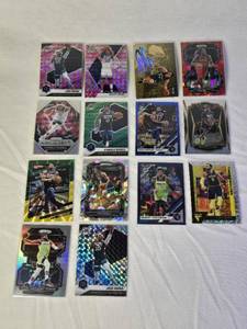lot 32 image: Lot of 14 Minnesota Timberwolves Basketball Cards Featuring Karl-Anthony Towns, DAngelo Russell, Ricky Rubio and More with Special Features Including Rookie, Holo, and Fireworks Variants