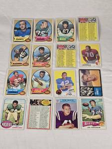 lot 38 image: Lot of 16 Vintage Football Cards from the Late 60s Featuring Joe Ferguson, Dave Grayson, and Johnny Roland