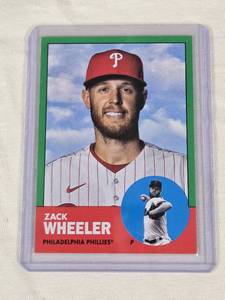 lot 45 image: Zack Wheeler 2022 Topps Green Border SP #2 and Numbered 72125 - Philadelphia Phillies Baseball Card