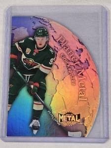 lot 58 image: Kirill Kaprizov 2021-22 Skybox Metal Universe Planet Metal Die Cut Foil Relic #PM-8 - Minnesota Wild Hockey Card