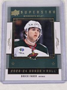 lot 71 image: Brock Faber Rookie 2023-24 Upper Deck Honor Roll #HR36 - Minnesota Wild Hockey Card