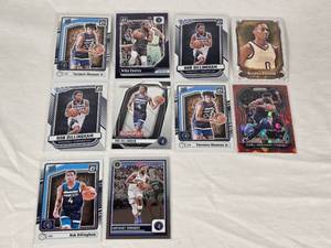 lot 73 image: Lot of 9 Minnesota Timberwolves Basketball Cards Featuring Rob Dillingham, Karl-Anthony Towns, and Anthony Edwards - Rookies and Inserts