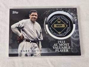 lot 84 image: Babe Ruth 2023 Topps AL MVP Award Winner Commemorative Medallion - New York Yankees Baseball Card