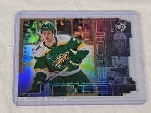 lot 104 image: Brock Faber Rookie 2022-23 Upper Deck UD3 Die Cut #7 - Minnesota Wild Hockey Card