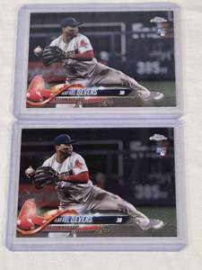 lot 110 image: Lot of 2 Rafael Devers Rookie Baseball Cards Including Topps Chrome Update Series.