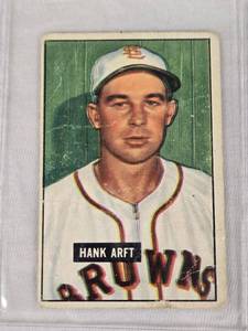 lot 125 image: Hank Arft 1951 Bowman #173 - St. Louis Browns Vintage Baseball Card