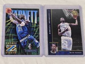 lot 151 image: Lot of 2 Kevin Garnett Rookie Basketball Cards - Minnesota Timberwolves Sport Cards Including Skybox Z-Force and Upper Deck.