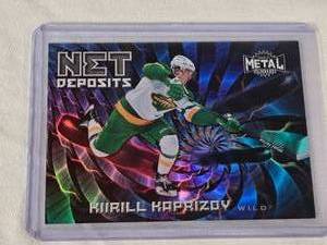 lot 158 image: Kirill Kaprizov Rookie 2020-21 Skybox Metal Universe Net Deposits Insert ND-1 - Minnesota Wild Hockey Card
